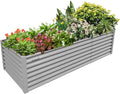 1 Pack 8x3x2FT Galvanized Raised Garden Bed Kit Retangular Metal Ground Planter Box Outdoor Bottomless Planter Raised Beds for Vegetables Flowers Herbs Fruits, Gray-Ruum Studio Home