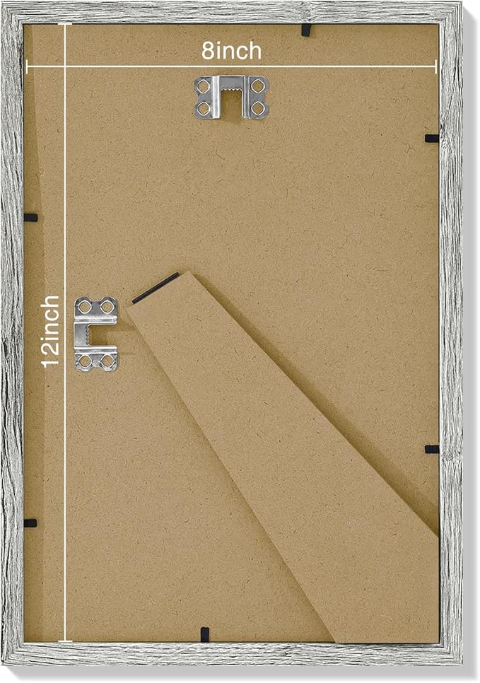 Vittanly 8x12 Picture Frames Set of 9, Shatter Resistant Plexiglass, Display 6x8 Pictures with Mat or 8x12 without Mat, Photo Frames for Wall or Tabletop, Engineered Wood, Grey-Ruum Studio Home