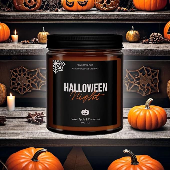 1OAK Halloween Candles Scented - 7oz, Baked Apple Cinnamon - Spooky Candles - Gothic Décor Decorations - Halloween Gifts for Women, Men - Horror Candle-Ruum Studio Home