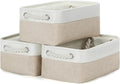 Bidtakay Small Baskets Fabric Storage Baskets for Organizing 3-Pack 12x8x5 Inch Collapsible Storage Bins for Shelves Canvas Bins for Closet Organization Baskets Storage Linen Closet S-White&Beige-Ruum Studio Home