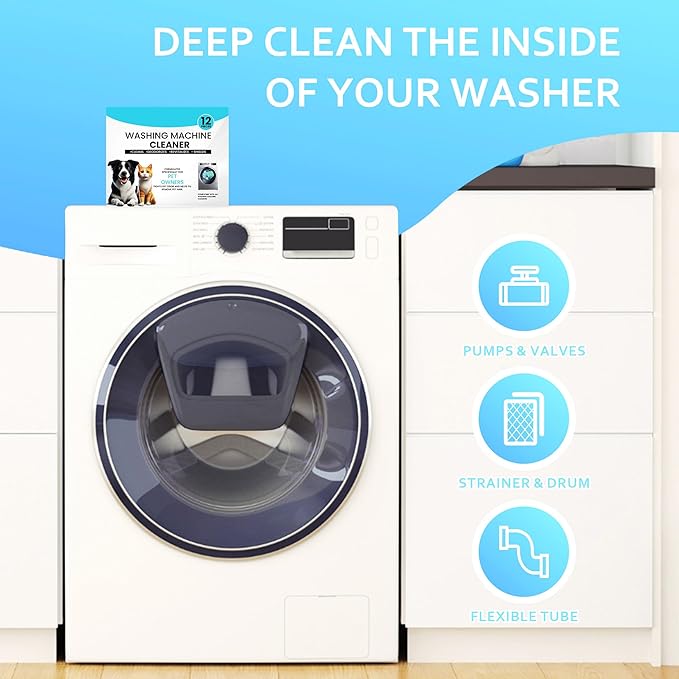 Washing Machine Cleaner 48 Pack-24 Month Supply,Cleaning Tablets Formulated for Pet Owners for He,Easy Pet Hair Remover for Laundry.Top & Front Load Washer.Septic Safe.-Ruum Studio Home