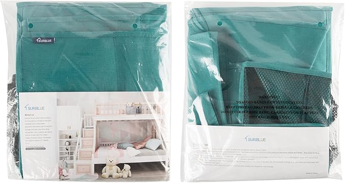 Surblue Caddy Hanging Organizer Bedside Storage Bag for Bunk and Hospital Beds, Teal, L-Ruum Studio Home