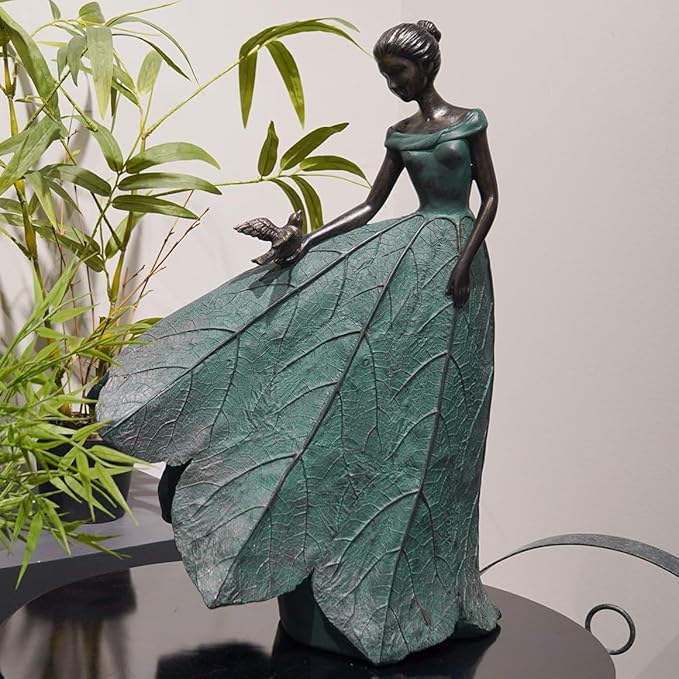 Guichifun Fairy Statue Collection Home Decoration - Leaf Angel Girls Resin Home Decor for Outside or Inside Rustic Garden Outdoor Yard Decorations Figurines Gift 14.25 x 9 x 20.25 Inch-Ruum Studio Home