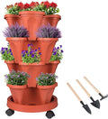 Vertical Planter 4 Tier Stackable Planters Garden Planters Strawberry Herb Flower and Vegetable Planter Indoor Outdoor Gardening Pots with Removable Wheels and Tools-Ruum Studio Home