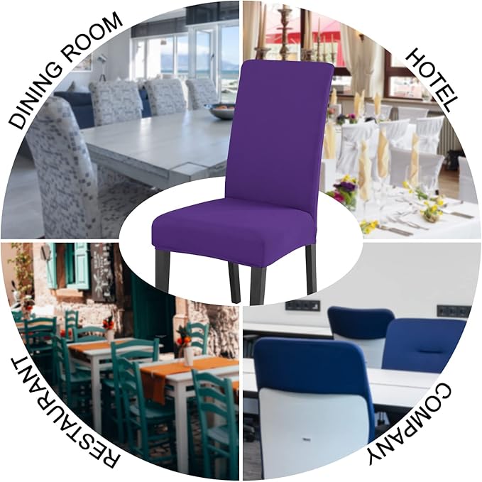 JQinHome Dining Chair Slipcover, High Stretch Removable Washable Chair Seat Protector Cover Set of 2,Chair Covers for Dining Room, Kitchen,Home Party,Wedding Ceremony(Purple, 2PC)-Ruum Studio Home