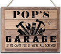 Rustic Sign, Father's Day Gift, Dad's Gift, Grandpa's Gift, Decor Hanging Wood Signs, Printed Wood Wall Art Sign, Pop's Garage, If He Can't Fix It We're All Screwed, Vintage Sign Gift for Grandpa-Ruum Studio Home