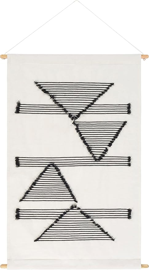 Mark&Day Wall Art, Hohenzell Modern Farmhouse Ivory Macrame Tapestry Wall Hanging for Living Room, Bedroom, Office or Kitchen (36"H x 24"W)-Ruum Studio Home