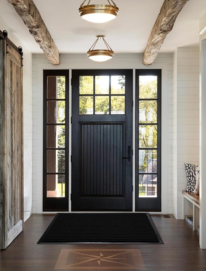 Yimobra Front Door Mat Outdoor Indoor Entrance, 100% Waterproof All-Season All Weather Doormat, Welcome Matt Outside Entry, Non Slip, Low Profile, Heavy Duty Patio Porch Floor Mats,47 x 32,Black-Ruum Studio Home