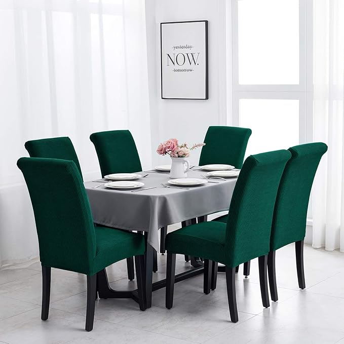 Joccun Chair Covers for Dining Room Set of 6, Dining Chair Slipcovers Stretch Dining Room Chair Covers Seat Protector,Washable Parsons Chair Cover for Home,Hotel,Banquet(Hunter,6 Pack)-Ruum Studio Home