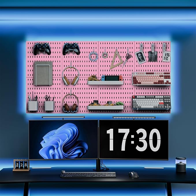 Pegboard Combination Kit, 25.2" x 25.2" Wall Mounted Storage Set with 4 Pegboards & 20 Accessories Hanging, Peg Boards Organizer-Ruum Studio Home
