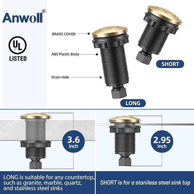 Garbage Disposal Air Switch Kit, UL Listed, Professional Sink Top On/Off Button, Champagne Bronze Finish, Compatible with Delta Faucet, Dual Outlet Universal Fit for All Garbage Disposals-Ruum Studio Home