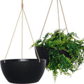 13 Inch 2 Pack Large Hanging Planters for Indoor Outdoor Plants, Plastic Hanging Basket Pots for House Plants Flowers, Black-Ruum Studio Home