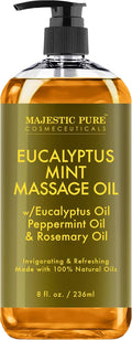 MAJESTIC PURE Eucalyptus Mint Massage Oil for Massage Therapy - Refreshing, and Relaxing - Natural Oils with Eucalyptus Essential Oil - for All Skin Types - Men and Women - 8 fl oz-Ruum Studio Home