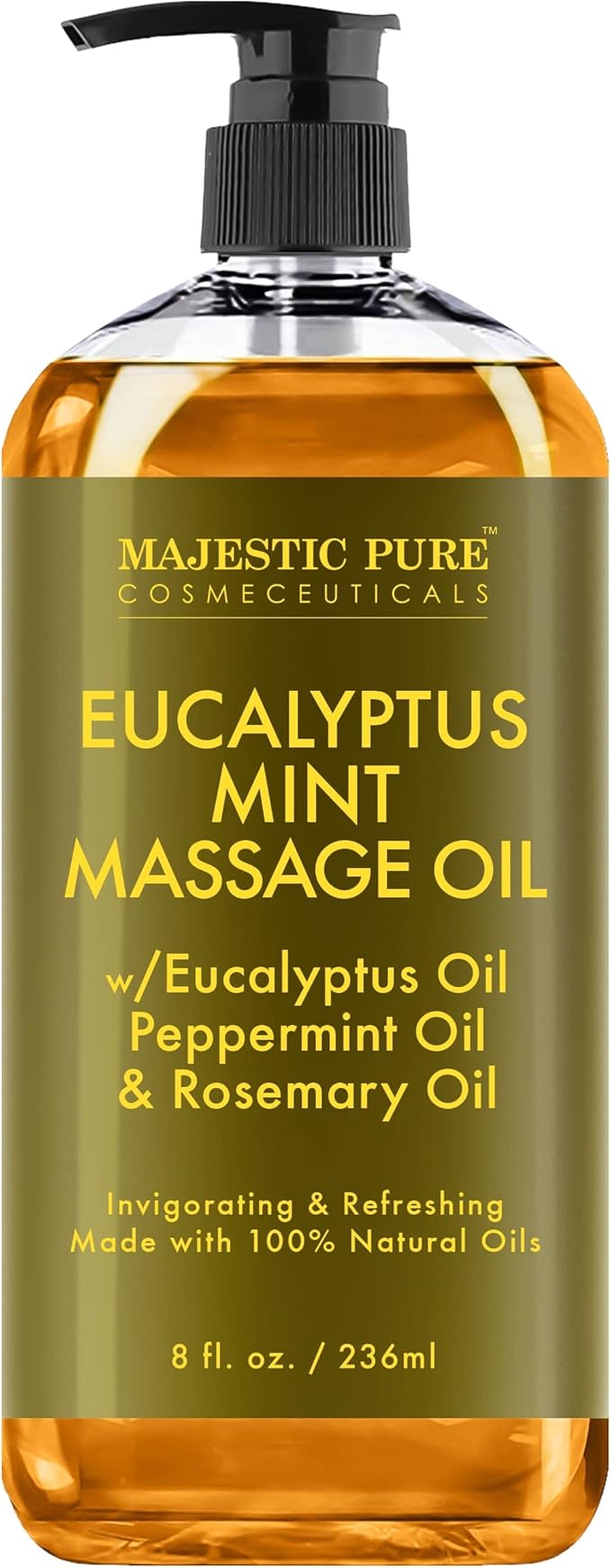 MAJESTIC PURE Eucalyptus Mint Massage Oil for Massage Therapy - Refreshing, and Relaxing - Natural Oils with Eucalyptus Essential Oil - for All Skin Types - Men and Women - 8 fl oz-Ruum Studio Home