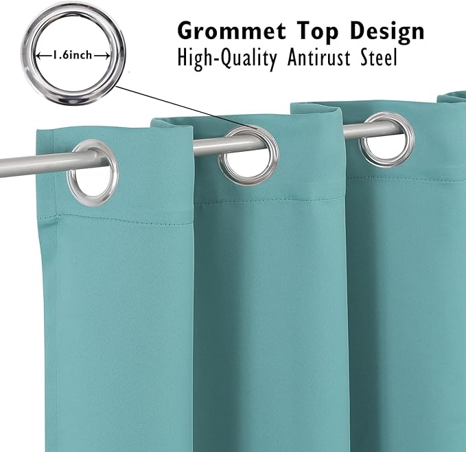 ChrisDowa Blackout Curtains 108 inches Long for Bedroom - 2 Panels Set Grommet Thermal Insulated Room Darkening Curtains for Living Room (Aqua, 52 x 108 Inch)-Ruum Studio Home