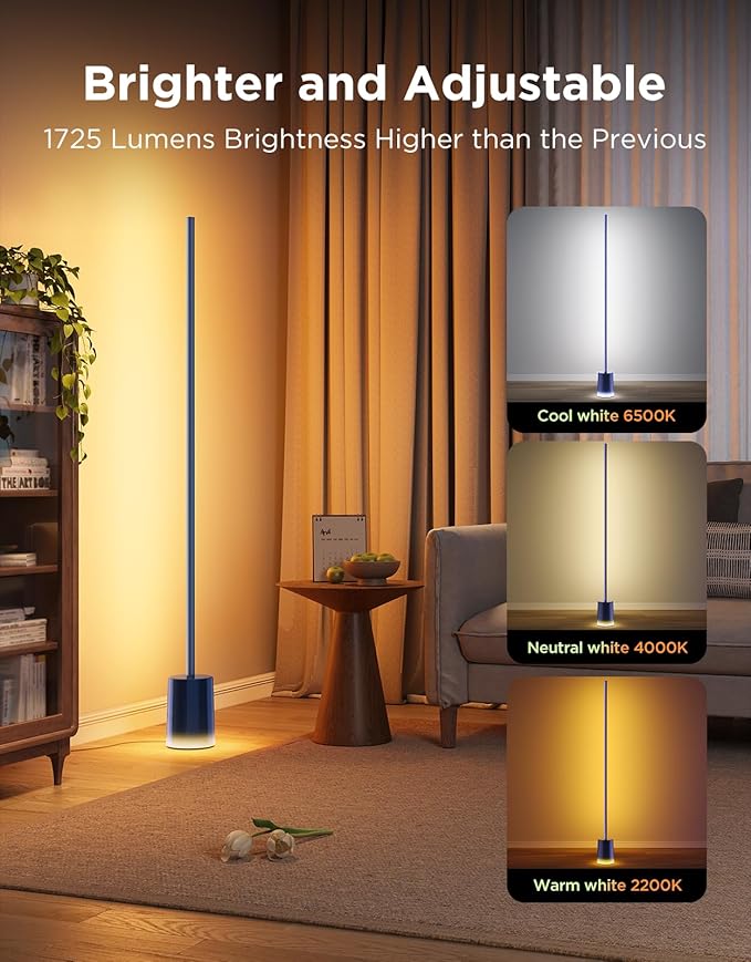 Govee Floor Lamp 2 with Matter, RGBIC, Warm Cool White LED, Alexa Compatible, 1725lm, Music Sync, Scene Modes, Smart Floor Lamp for Living Room, Bedroom, Blue(1 Pack)-Ruum Studio Home