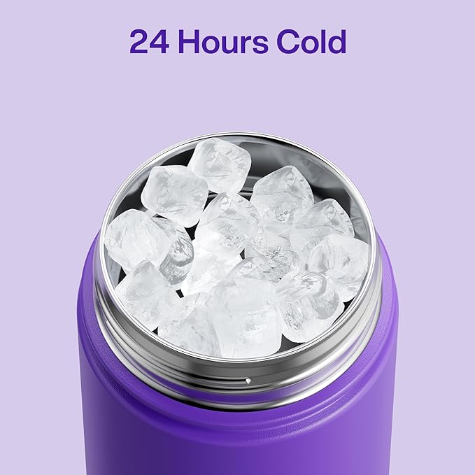 Insulated Water Bottle with Straw Stainless Steel Water Bottle, Leak-Proof, BPA-Free, Double Wall Vacuum Keeps Cold for 24 Hours for Sports, Travel, School (26 oz, Violet)-Ruum Studio Home
