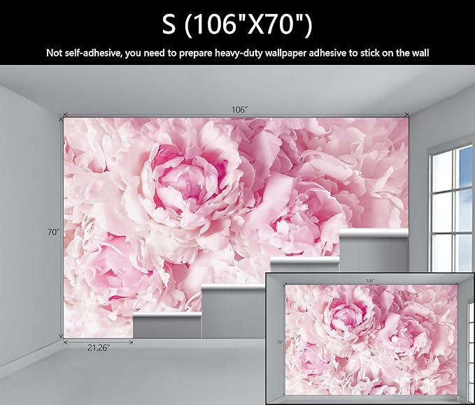 WFBHUA-Pink Floral Wallpaper Mural Peony Flower Wallpaper for Girls Bedroom Wall Murals(Not Peel and Stick)-Ruum Studio Home