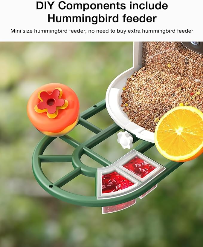 Bird Feeder with Camera-2K Live Video, Solar-Powered, Smart AI Identify Birds, 2L Food Capacity, Arrived Alerts, Bird Videos Storage, Mini Hummingbird Feeder for Watching Birds Outdoor-Ruum Studio Home