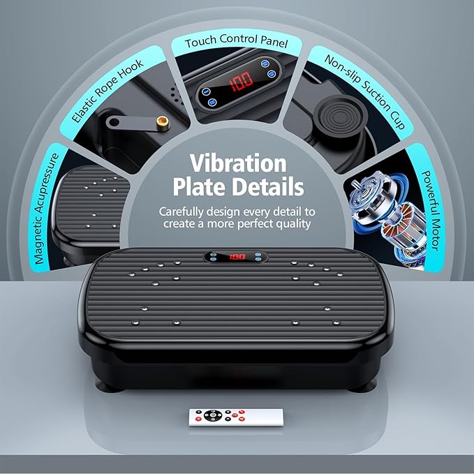 Vibration Plate Exercise Machine, Vibration Plate for Lymphatic Drainage 330 Lbs Capacity Whole Body Vibration Platform Machines Helps Weight Loss Shaping Toning Wellness-Ruum Studio Home