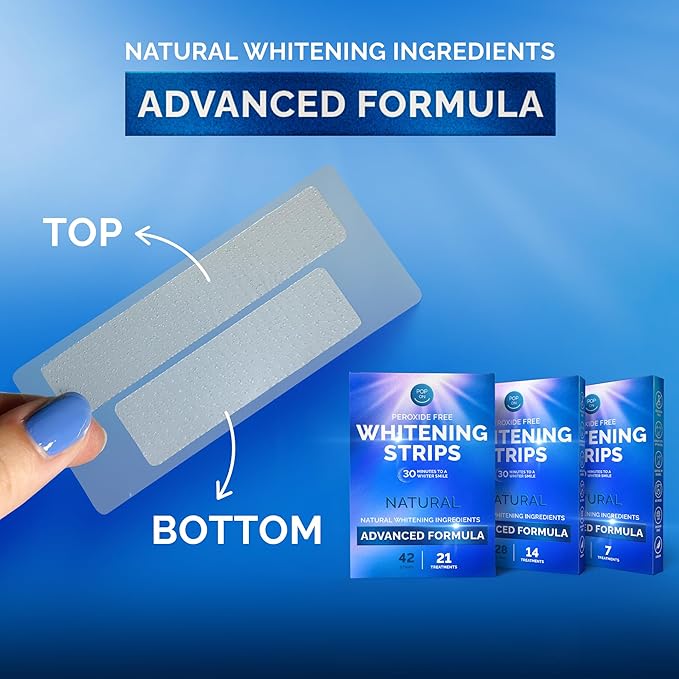 Whitening Strips for Sensitive Teeth 7 Treatments, Mint – Enamel Safe, Peroxide-Free Coconut Teeth Whitening Strips with Natural Enzymes – Gentle White Stips for Sensitive Gums & Daily Oral Care-Ruum Studio Home