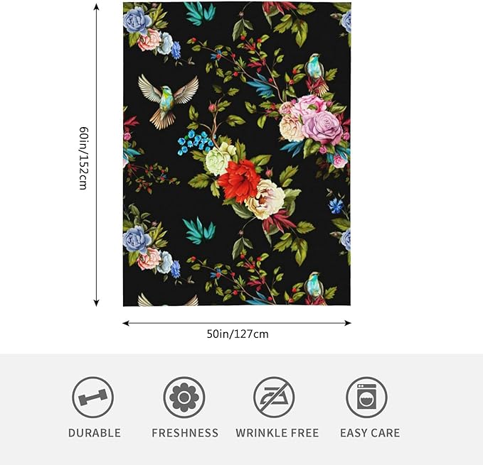 HGOD DESIGNS Wild Flowers Blanket for Women, Lightweight Soft Fleece Flannel Throw Blanket Peony Roses Sofa Couch Living Room 50x60 Inch-Ruum Studio Home