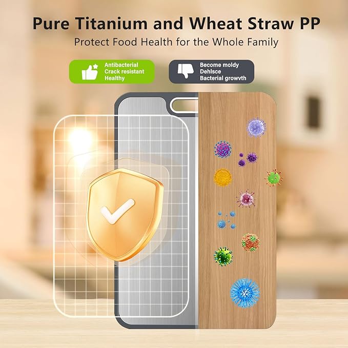 FIRE HIVE Pure Titanium & Platycodon Cutting Board - Double-Sided Large Kitchen Board, 16x11 Inch, Multi-Functional & Safe Cleaning Surface-Ruum Studio Home