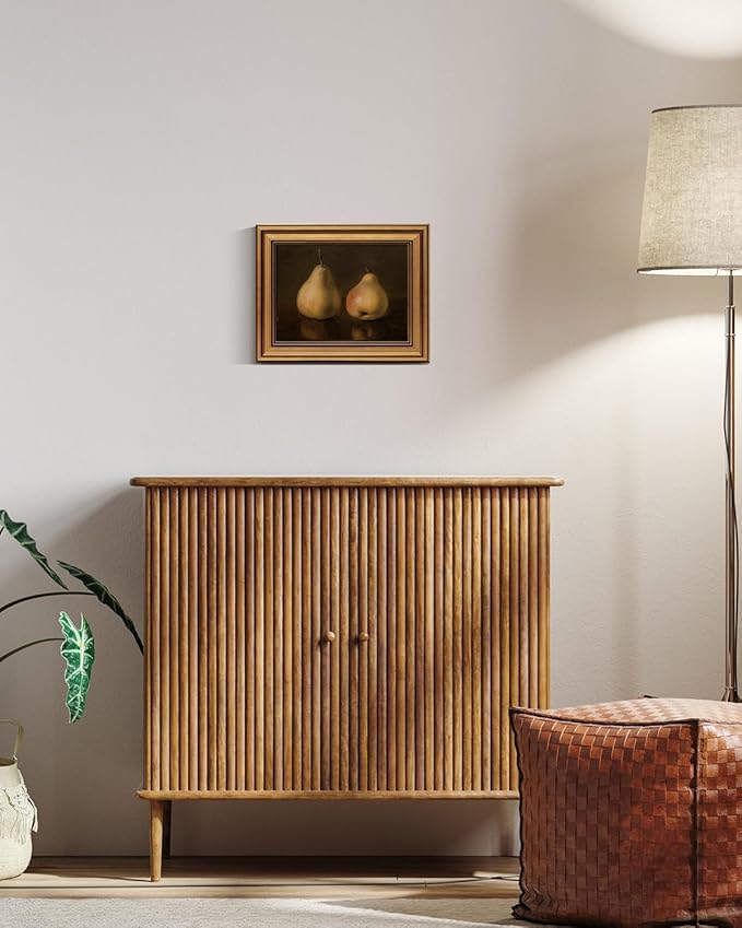 HUARCEY Gold Framed Vintage Wall Art for Living Room, Pear Fruits Painting Prints Shelf Decor for Kitchen, Aesthetic Bedroom Wall Art Decor, Christmas Gift for Friends or Family (Two Pears - 8"x10")-Ruum Studio Home