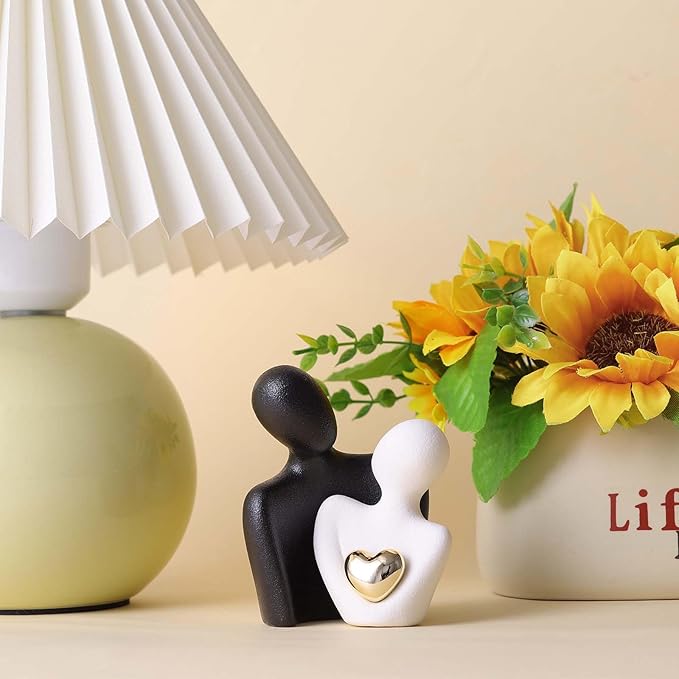 XMGZQ Mini Couple Statue Tv Stand Decor Items for Living Room Home Decor,Bedroom Decor for Couples Sculpture for Anniversary Wedding,Love Gifts for Couples 2025,Knick Knacks for Shelves-Ruum Studio Home