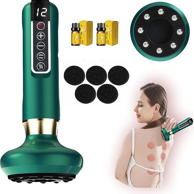 VHV Cellulite Massage Tool-Cupping Kit for Massage Therapy、Lymphatic Drainage Massager、12 Speed Adjustable Suction Cupping Therapy Set, Belly, Thighs, Arms, Butt.（Green-Ruum Studio Home