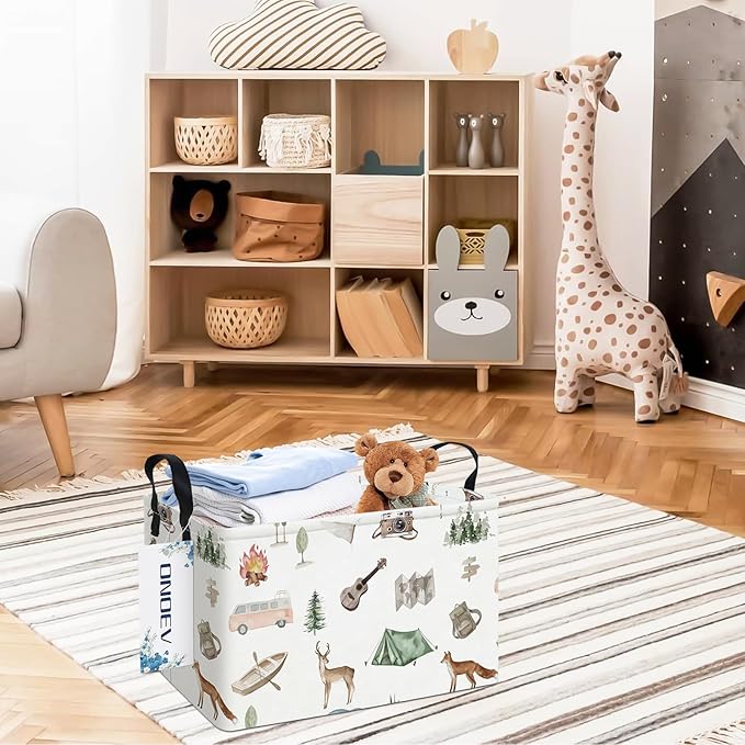 Rectangular Folding Laundry Basket,waterproof Canvas Basket,gift basket,Suitable for children's room,Office,Clothes,Toys Storage(Outdoor adventure)-Ruum Studio Home