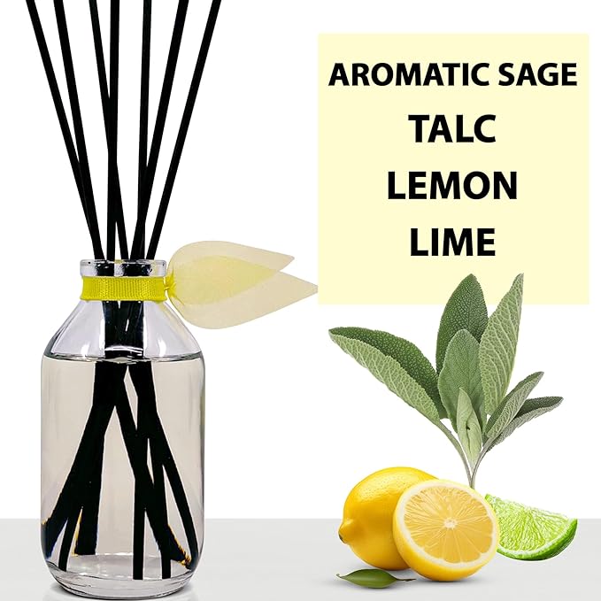 LOVSPA Reed Diffuser Set, Sage & Citrus Scented Oil Diffuser with Sticks, Home Fragrance Accessories for Bathroom Shelf Decor, Aroma Diffusers for Home or Office Desk, USA Made-Ruum Studio Home