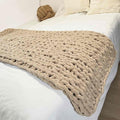 Chunky Knit Blanket Throw 40"×40", Chenille Throw Blankets, Handmade Warm & Cozy Blanket Couch Bed Home Decor, Soft Breathable Fleece Banket, Christmas for Couch Bed Sofa Best Gift (Tan)-Ruum Studio Home