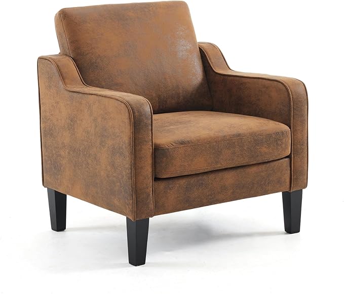 VINGLI Accent Chair for Living Room Chairs Rustic Reading Chair for Bedroom Scooped Arm Chair Mid Century Modern Accent Chairs Upholstered Comfy Chair for Apartment, Waiting Room-Ruum Studio Home