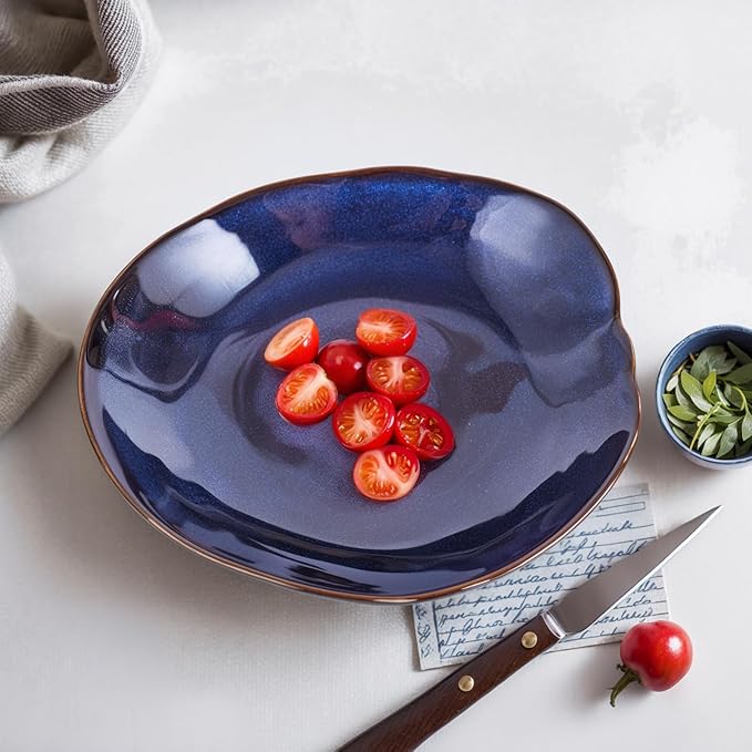 Blue Ceramic Decorative Bowl –10.4" Small Trinket Dish, Fruit Bowl, Candy Dish, Key Bowl for Entryway Table, Jewelry & Ring Dish, Porcelain Catchall Dish for Kitchen, Bedside, Living Room Home Decor-Ruum Studio Home