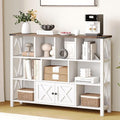 11 Cube Storage Organizer Bookshelf, Wooden Open Cube Shelf Bookcase, Farmhouse Display Book Shelf, 3 Tier Cube Bookshelves with Storage, Rustic White-Ruum Studio Home