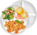 Sweese Porcelain Division Dinner Plates Set of 2, 9 Inch Divided Plates for Adults, Balanced Meal Building - White-Ruum Studio Home