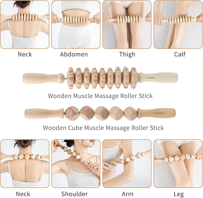 7 Pack Wood Therapy Massage Tools for Body Shaping Set, Cellulite Massager,Maderoterapia Kit Colombiana, Lymphatic Drainage Massager Tools for Neck Back Waist Pain Relief-Ruum Studio Home