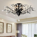 Ganeed Crystal Ceiling Light,Vintage Chandelier, Modern Elegant K9 Crystal Glass Chandelier Flush Mount Ceiling Lighting Fixture for Living Room Bedroom Restaurant Porch- Matte Black - 5 Lights-Ruum Studio Home