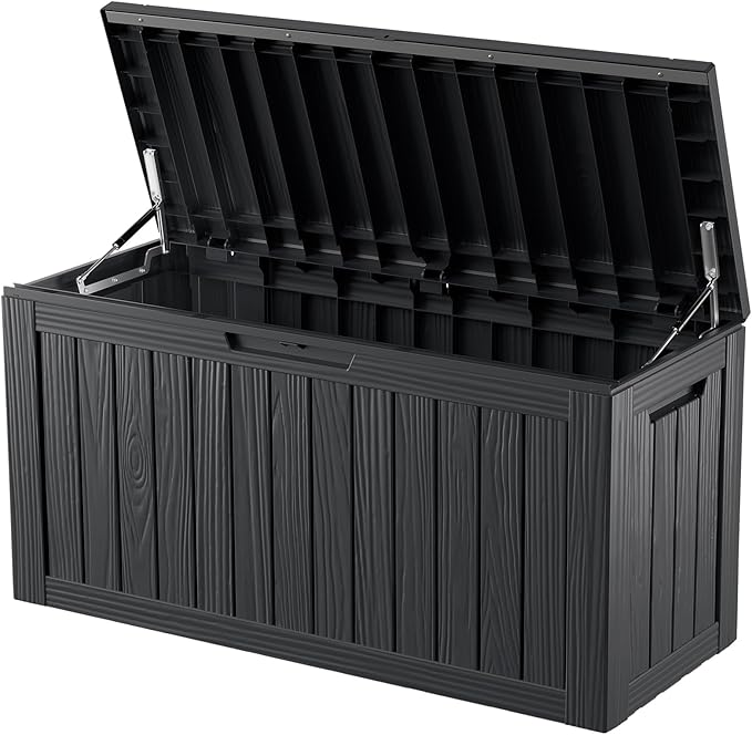 80 Gallon Outdoor Storage Box Waterproof Lockable Resin Deck Box Large, Patio Storage Bin for Pool Accessories Cushion Furniture, Garden Tools, UV-Resistant Outside Delivery Black-Ruum Studio Home