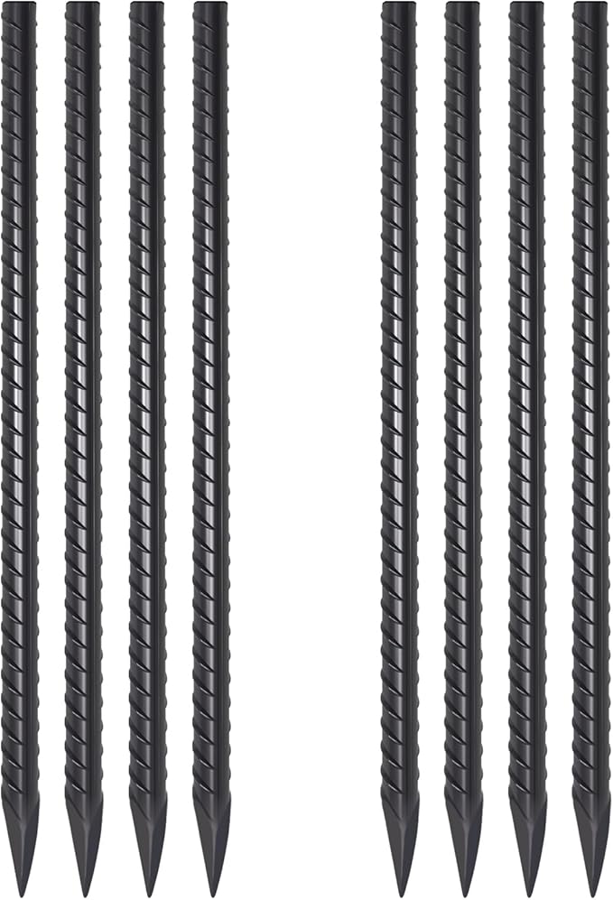 VVOKGO Rebar Stakes 24 Inch Ground Straight Concrete Form Stakes Heavy Duty (8pcs), 3/8" Diameter Metal Steel Spikes Anchors with Chisel Point End for Plant Support, Garden Border,Landscape Edging-Ruum Studio Home