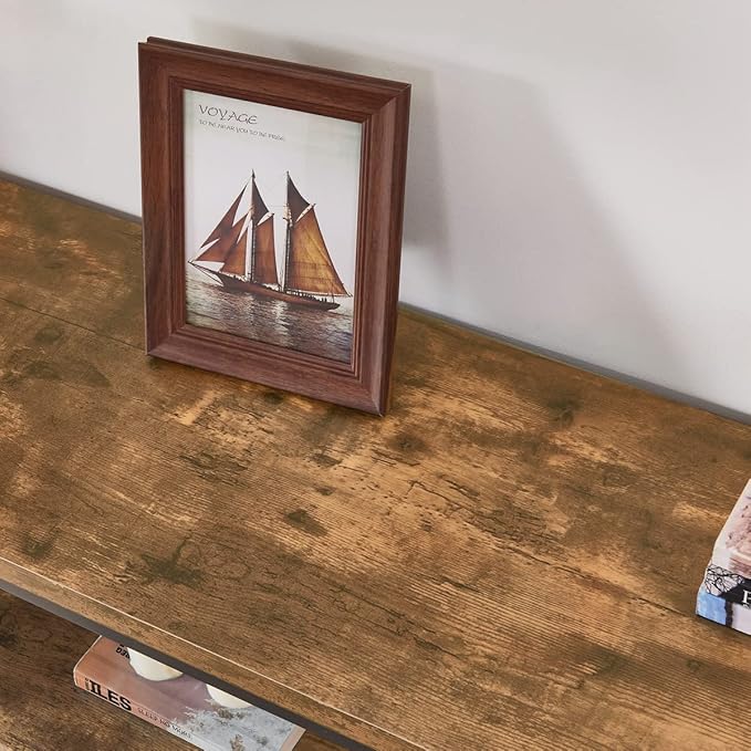 BON AUGURE Industrial Sofa Console Table for Entryway, 3 Tier Foyer Table for Hallway, Rustic Hall Tables Behind Couch (47 Inch, Rustic Brown)-Ruum Studio Home