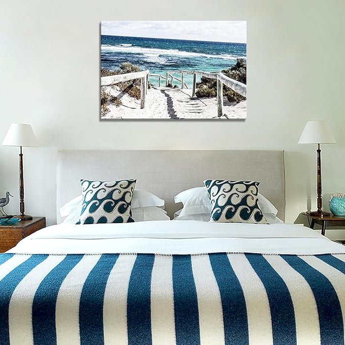 DZL Art S74281 Rottnest Island Beach Seascape Painting Sea Nature Pictures Wall Art Canvas Prints Painting Ready to Hang for Living Room Bedroom Decor Office Wall Decor Home Decoration-Ruum Studio Home