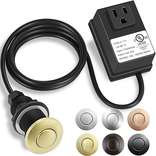 Garbage Disposal Air Switch Kit, UL Certified Professional Garbage Disposal Switch Button Power Module, Sink Top Waste Disposer On/Off Switch-Ruum Studio Home