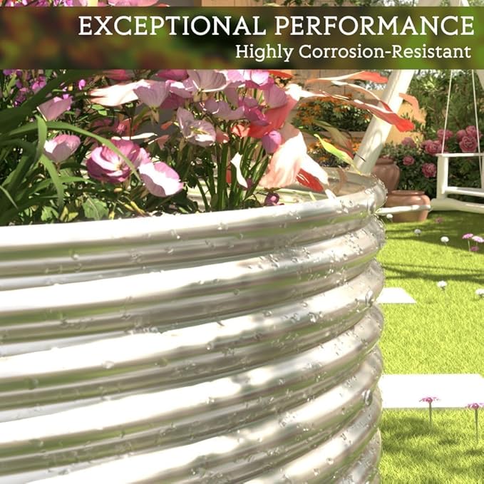 FRIZIONE 2pcs Tall Galvanized Raised Garden Bed Outdoor,Steel Garden Bed for Vegetables,Above Ground Garden Box for Flower,Metal Raised Beds for Gardening-Ruum Studio Home