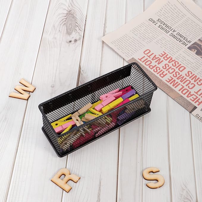 6.29'' × 2.28'' × 2.48 Black Magnetic Basket for Refrigerator Magnetic Locker Organizer for Home Office Accessories, Magnetic Basket for Whiteboard-Ruum Studio Home