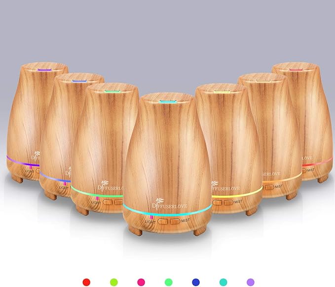 Diffuserlove Essential Oil Diffuser 200ML Aroma Diffuser Mist Humidifiers with 7 Color LED Lights, Auto Shut-Off Function for Bedroom Office Room House-Ruum Studio Home
