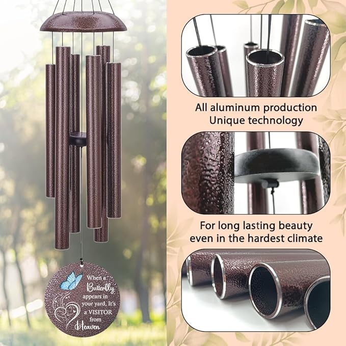 Sympathy Wind Chimes, Personalized Butterfly Wind Chimes for Loss of Loved One, Commemorative Sympathy Gifts for Funeral, in Memory of Dad/Mom/Husband/Wife-Ruum Studio Home