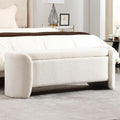 ROCTY White Boucle Storage Bench - 50" Sherpa Ottoman Bench for Bedroom, Entryway, Living Room & Vanity - Teddy Fabric with Storage & Seating-Ruum Studio Home