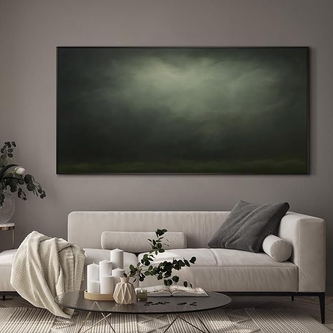 SIGNWIN 36"x72" Extra Large Framed Wall Art Moody Green Abstract Cloudscape, Minimalist Atmospheric Print for Home Living Room Bedroom Decor (Frame Assembly Required)-Ruum Studio Home